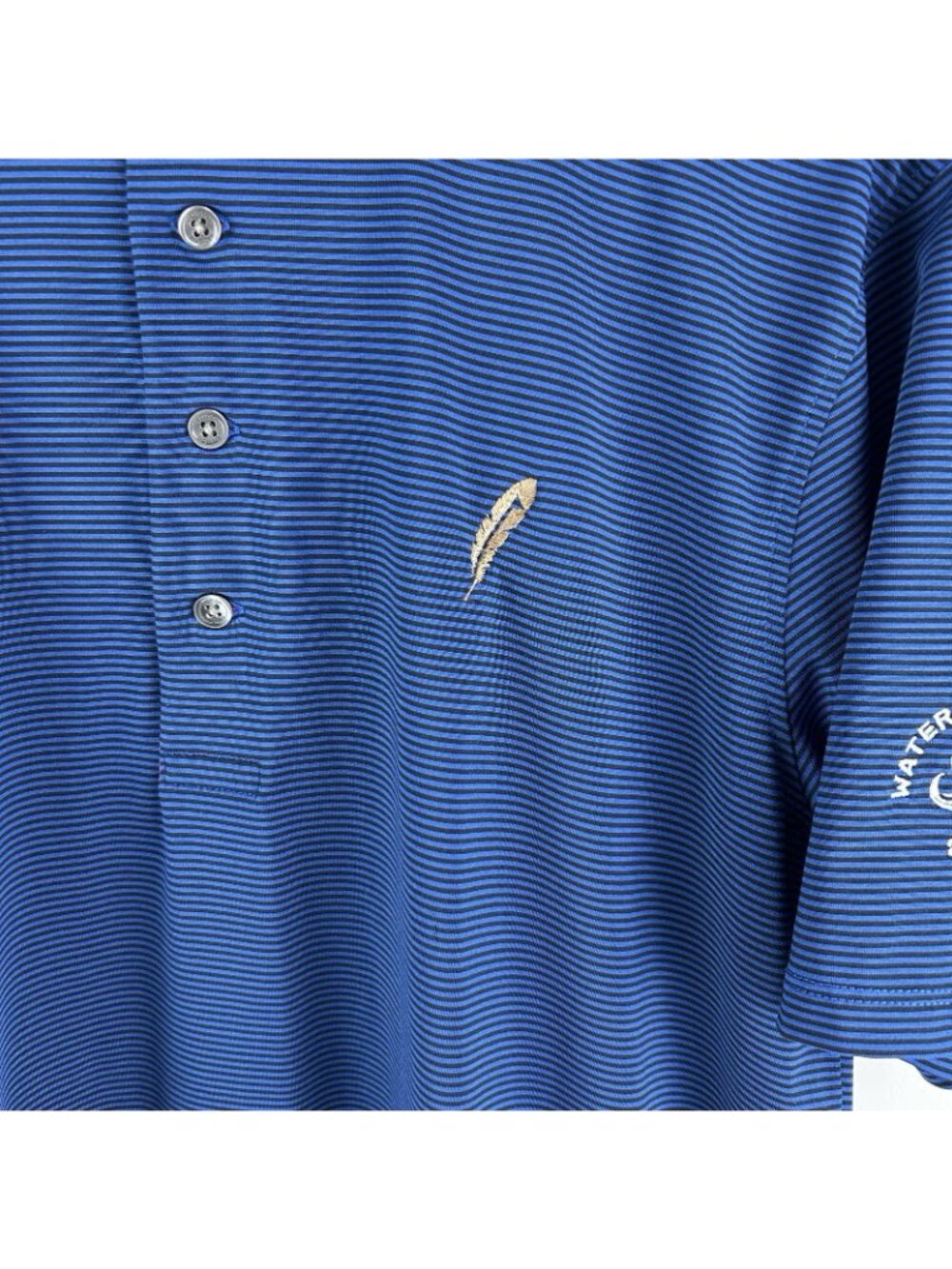 Greyson Polo Shirt Mens Medium Blue Striped Performance Golf Waterbury Open - Picture 3 of 8